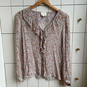 Sézane Priscilla Floral Ruffle Blouse